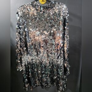 H&M Silver Sequin Mini Dress